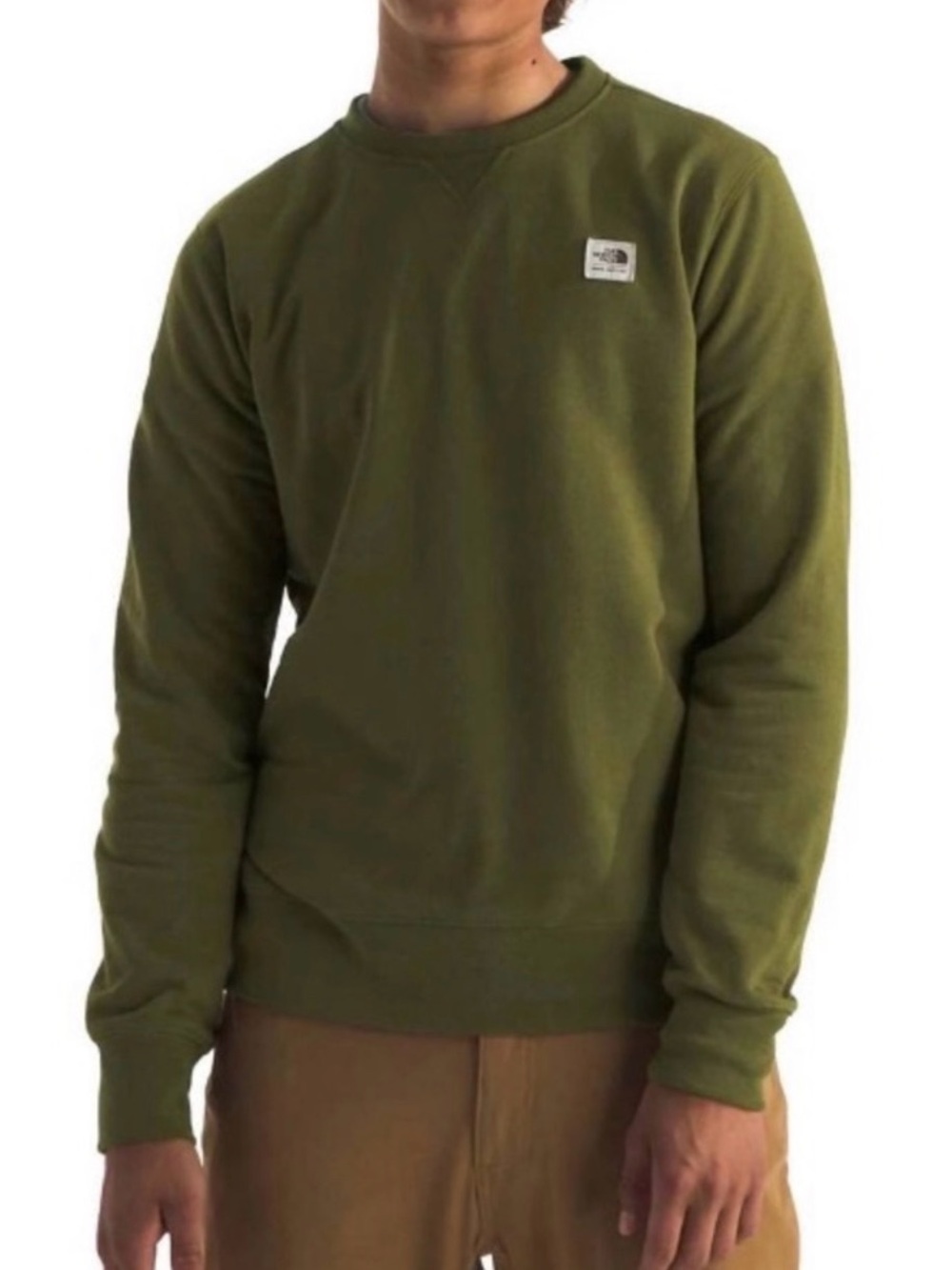 The North Face Heritage Patch Crew Sweatshirt Forest Olive Green Men's L